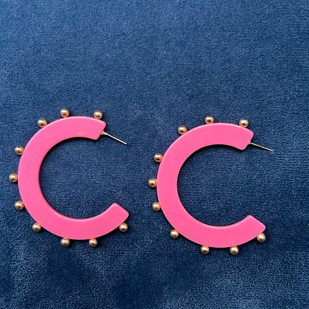 Vintage pink spike Hoops